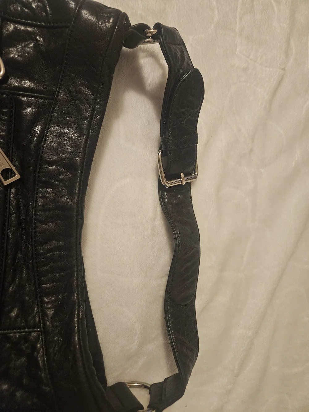 Vintage L.A.M.B. Gwen Stefani Black Leather Multi-Pocket Hobo Bag Y2K